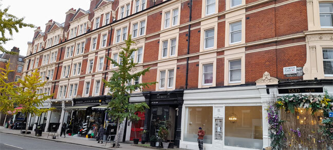 The front of Seymour Buildings in Seymour Place, W1